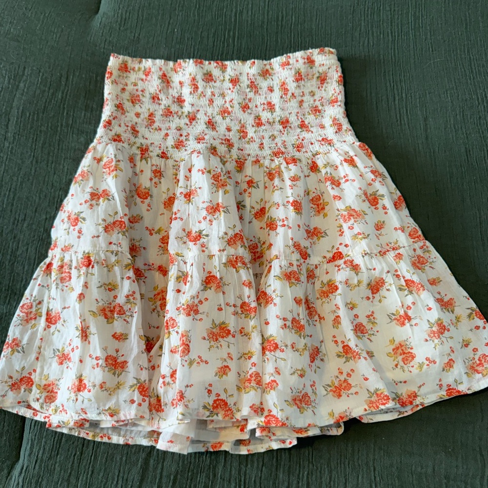 Orange and White Floral Women's Top